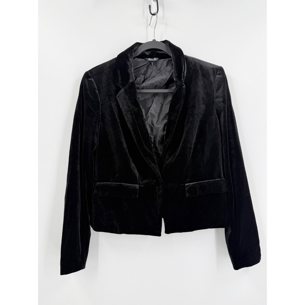 Whimsigoth Black Velvet Blazer Womens sz L Goth Cropped witchy steampunk